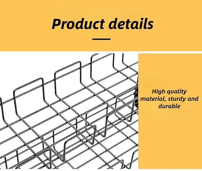 Metal Under Desk Cable Management Tray No Drill, 2-storey, Retractable Power Strip Holder with Clamps Tray with Desk Wire Management and Cord Organizer for Home Office (Black, 2L)