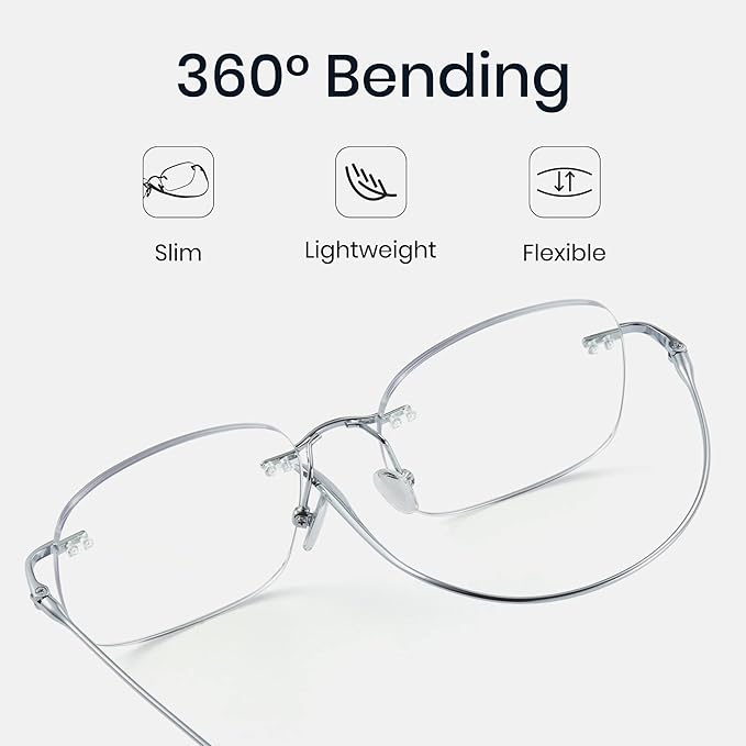 Cyxus Titanium Blue Light Glasses for Men Frameless Rimless Glasses UV protection Eyeglasses