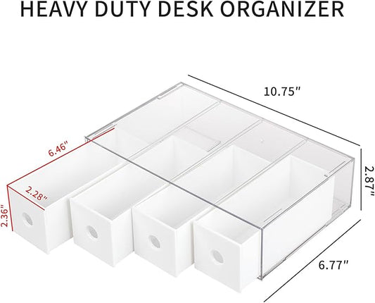 Yesesion 2 Pack Plastic Cord Organizer Drawers, Cable Storage Box with 40pcs of Wire Ties, Large Electronics Management Display Case for Desk Accessories, Office Supplies, USB, data Cable (White)