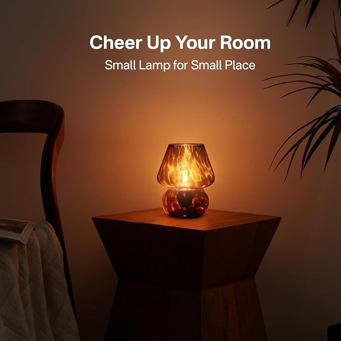 Mushroom Lamp Table Lamp for Bedroom,Small Desk Bedside Lamps for Living Room,Mushroom Decor Cute Mini Modern Mid Century Lamps for Night Stands,Aesthetic Home Living Room Decor(Black)
