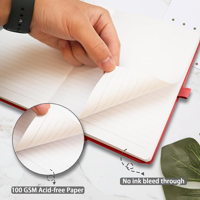 Hardcover Notebooks, A5 Lined Journals Notebook for Writing 160 Pages, 8.2 x 5.5 inch, Classic Ruled Notebooks for College/Work/Travel (Red, 1 Pack)