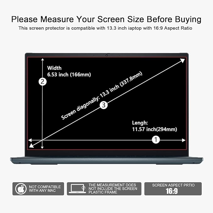 2 Pack 13.3Inch Laptop Anti-Blue Screen Protector for HP/Dell/Asus/Acer/Sony/Samsung/Lenovo/Razer Blade Aspect Ratio 16:9 Anti-Glare Anti-fingerprint with Camera Cover