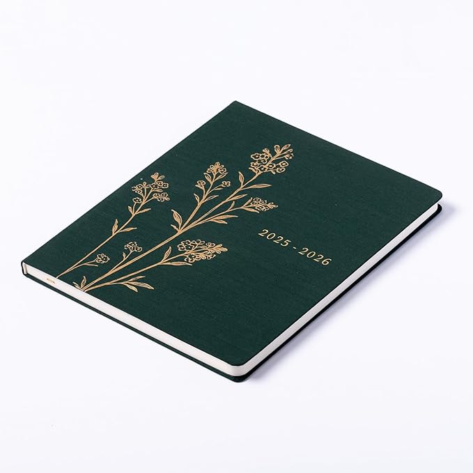 Eccolo 2025-2026 Large Agenda Planner, 18 Month, Yearly, Monthly & Weekly Pages, Habit & Gratitude Tracker (Linen Flexi-Cover- 8 x 10")