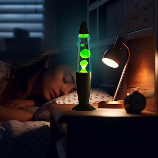 Green Magma Lamps with in Blue Liquid for Adults and Kids 13 Inches Glitter Lamp with Sliver Base Liquid Motion Lamp Great for Home Room Office Decor