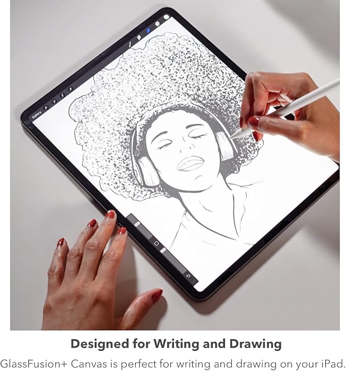 ZAGG InvisibleShield GlassFusion+ Canvas - Made for Apple iPad Pro 12.9" (6th/5th/4th/3rd Gen)- simulates writing or drawing on paper