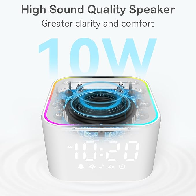 White Noise Sound Machine: 30 Non-Looping Sleep Sound Therapy for Adults - Noise Canceling for Bedroom, Adjustable Night Light & Timer, Built-in Alarm Clock