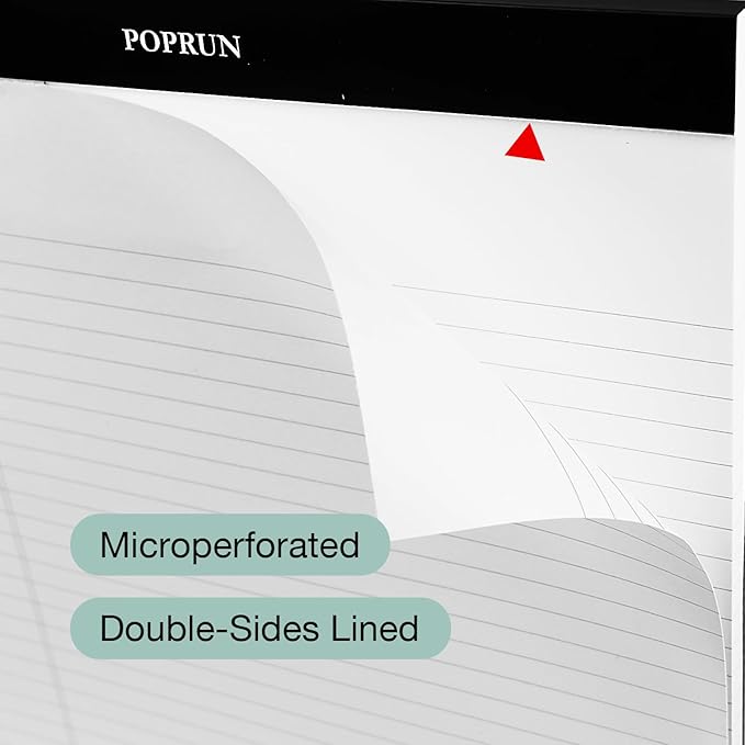 POPRUN Small White Legal Pads 5 x 8 Narrow Ruled, 100GSM Writing Paper Pad, Bulk Lined Notepad Notebooks for Work School, Classroom Office Supplies, 6 Pack