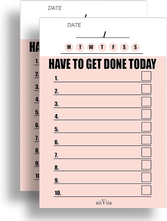 To Do List Planner - Small Convenient Scratch Pad, Have To Get Done Today, Priority To Do Pad, Pink Notepad, 4" x 6", 2 Pads (25 Tear-Off Sheets Each)