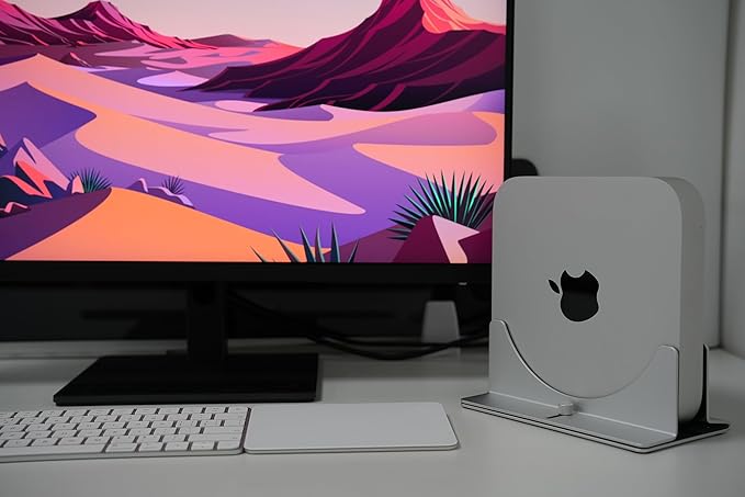 Adjustable Mac mini Stand Aluminium Vertical Laptop Holder Desk Mount - Universal Fit for Mac mini 2005-2023, Compatible with Laptop and Mini PC - Slot Width (10-52mm/0.4-2 inch)