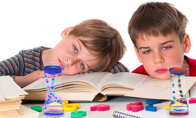 FKYTION Liquid Motion Bubbler Timer Pack of 5 Colorful Hourglass Liquid Bubbler ADHD Fidget Toy Sensory Toy Anxiety Toys Autism Toys Children Activity Calm Relaxing for Kids Teenager Adults