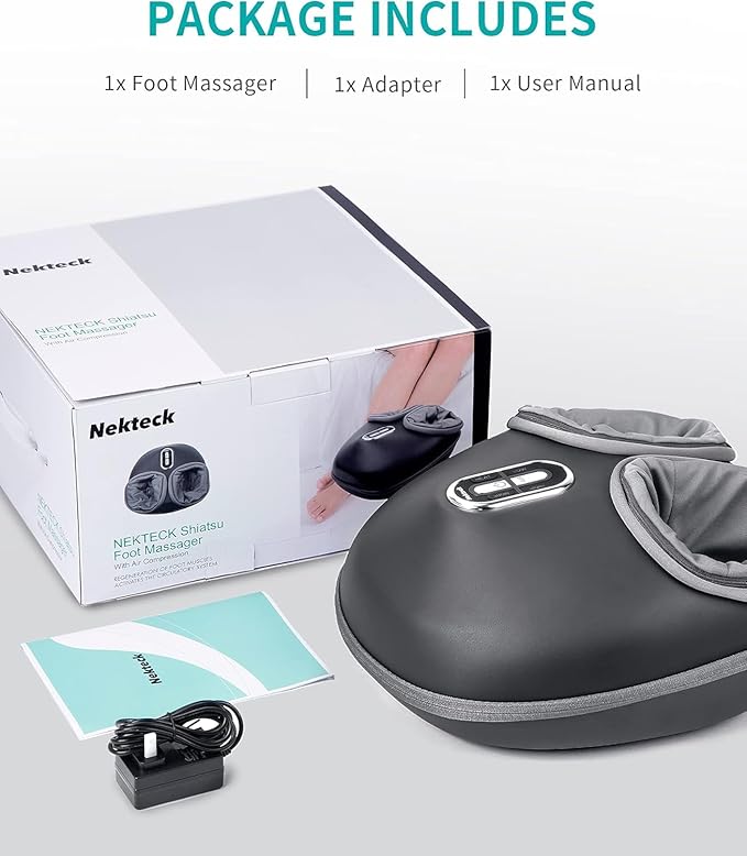 Nekteck Shiatsu Foot Massager Machine and Heat, Air Compression with Deep Kneading Therapy, Relax for Home or Office (Large Size)