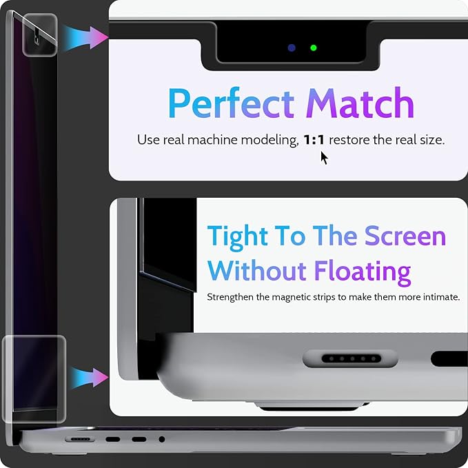 Magnetic Privacy Screen for MacBook Pro 16 Inch (2021-2024, M1, M2, M3, M4), 16inch Removable Matte Anti Blue Light Glare Private Filter Protector for Mac Pro 16.2" Laptop
