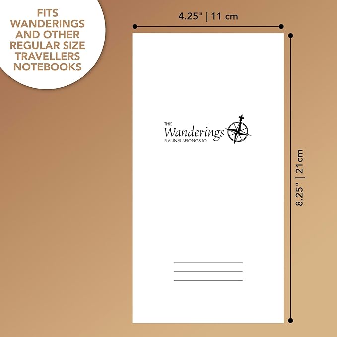Wanderings Regular Size Traveler's Notebook Calendar Refill Inserts - 8.25 x 4.25" (21cm x 11cm) - January - December 2026 - Calendar Planner Refills For Leather Travel Journals Diaries and Planners