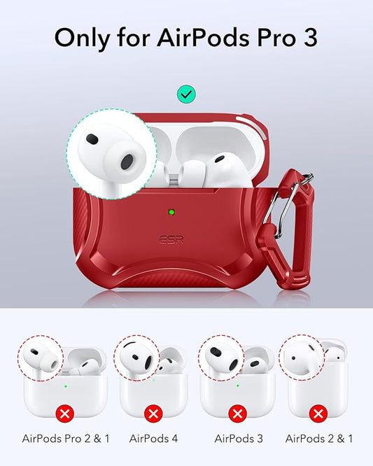 ESR for AirPods Pro 3 Case (2025), Compatible with Airpods Pro 3rd Generation Case (USB-C Cable), Magnetic Lid, MagSafe Ready, Powerful Drop Protection, Cyber Series, Red