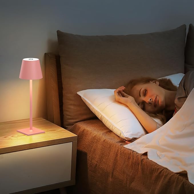 Pink Cordless Table Lamp Set of 2 for Patio Restaurant Home Dinner Dining