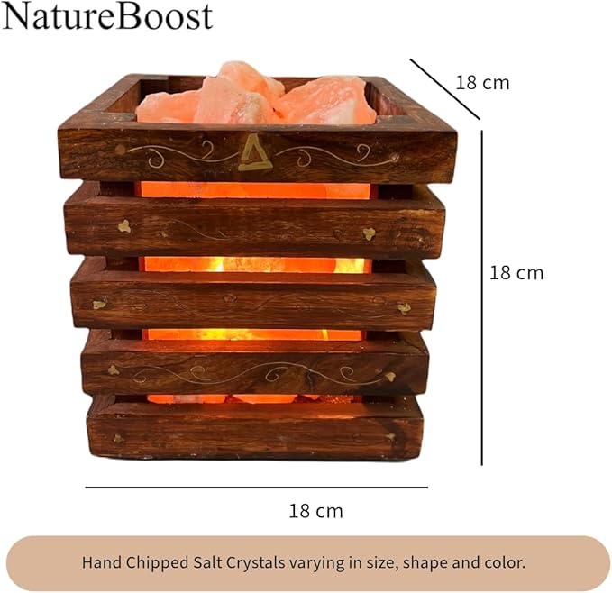 Wooden Basket Himalayan Pink Salt Lamp, Dimmable, Classic Design, Extra Pair of Bulb, Unique Gift idea