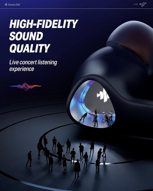 Donner Wireless Earbuds Noise Cancelling, Bluetooth 5.2 Earphones with ENC for Clear Calls, 12mm Drivers & Balanced Armature, App for Custom EQ, 32H Playtime, Fast Charging - Dobuds ONE, Blue