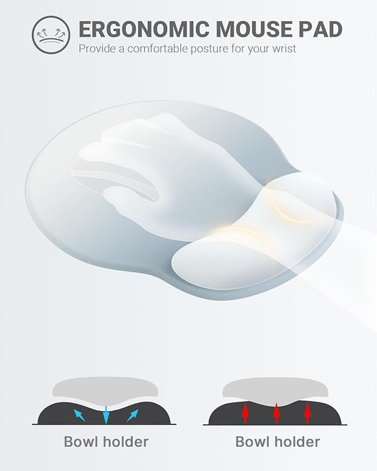 Ergonomic Mouse Pad Wrist Support, Comfortable Mouse Pad Wrist Rest, Relieve Wrist Pain Gel Mouse pad, Non-Slip Rubber Base Mousepad for Laptop, Computer(Gradient Grey Blue)