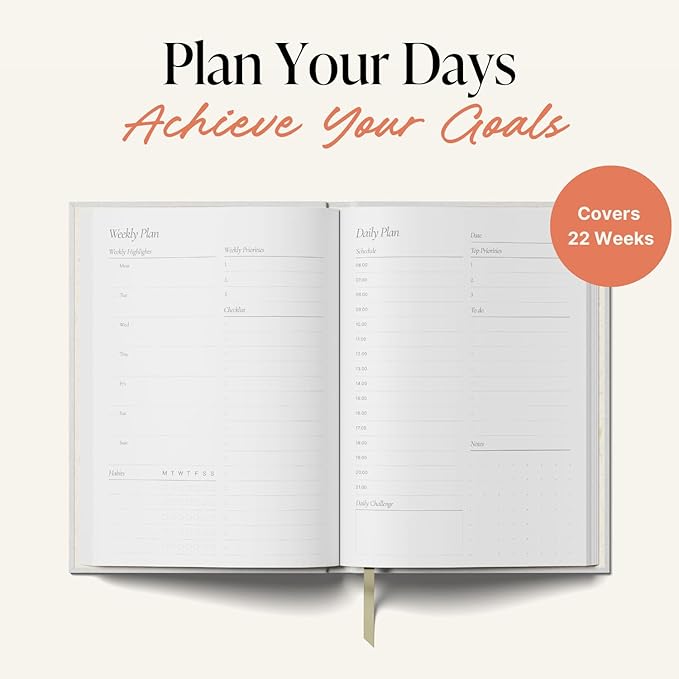 Yop & Tom Undated Daily Planner (A5) - Productivity Planner - Weekly and Daily Organizer with Time Slots - Cowboy Boots