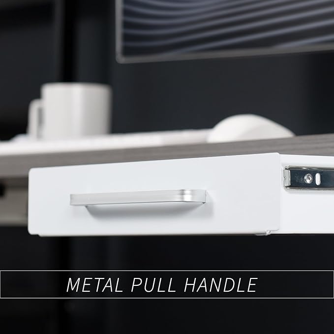 VIVO 13 inch Under Desk Slide Out Storage Organizer, Pull Handle Drawer, White, DESK-DR1H-W