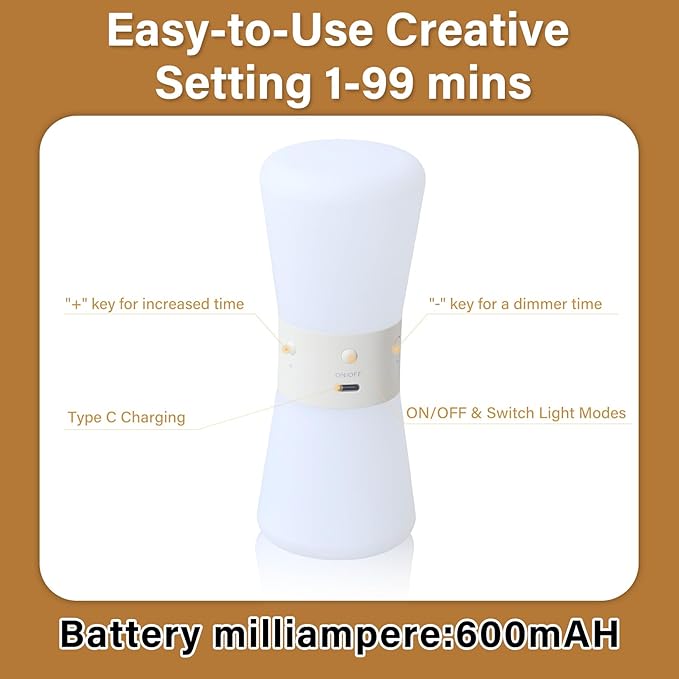 LED Visual Timer Hourglass - Rechargeable Digital Countdown ADHD Timer for Kids & Adults (1-99 Mins Adjustable), Time Flow Simulation with Time Management for Classroom,Kitchen,Room,Home