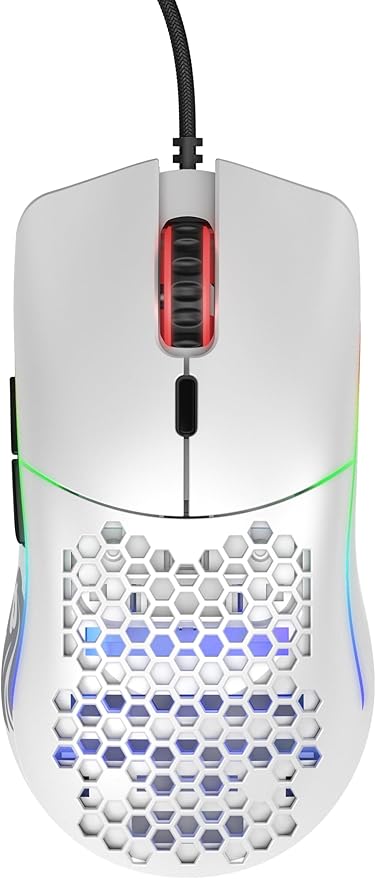 Glorious Model O Wired Gaming Mouse 67g Superlight Honeycomb Design, RGB, Pixart 3360 Sensor, Omron Switches, Ambidextrous - Matte White