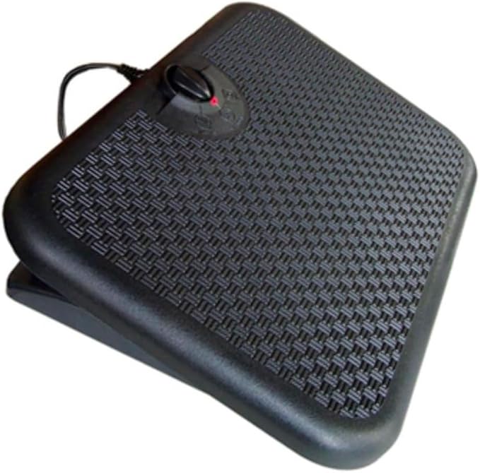 Toasty Toes Foot Warmer, Ergonomic Heated Footrest with 3 Adjustable Positions and 2 Heat Settings, Portable Space Heater, 105 Watts, Black, 12" x 18" x 5"