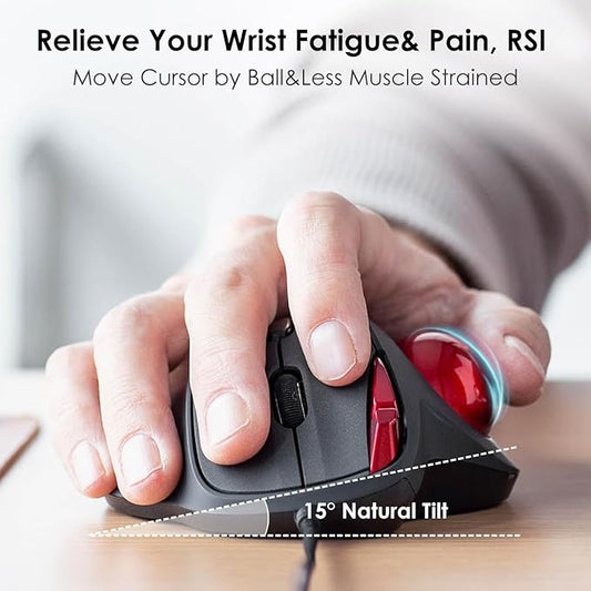 SANWA Wired Ergonomic Trackball Mouse, Optical Rollerball Mice, Programmable Silent Buttons, 34mm Trackball, 600/800/1200/1600 Adjustable DPI, Compatible with MacBook, Laptop, Windows, macOS