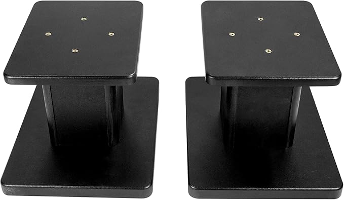 Rockville RHT8B 8in Desktop Speaker Stands, 66lb Capacity, Isolation Pads, Cable Management, Perfect for Studio Monitors and Bookshelf Speakers