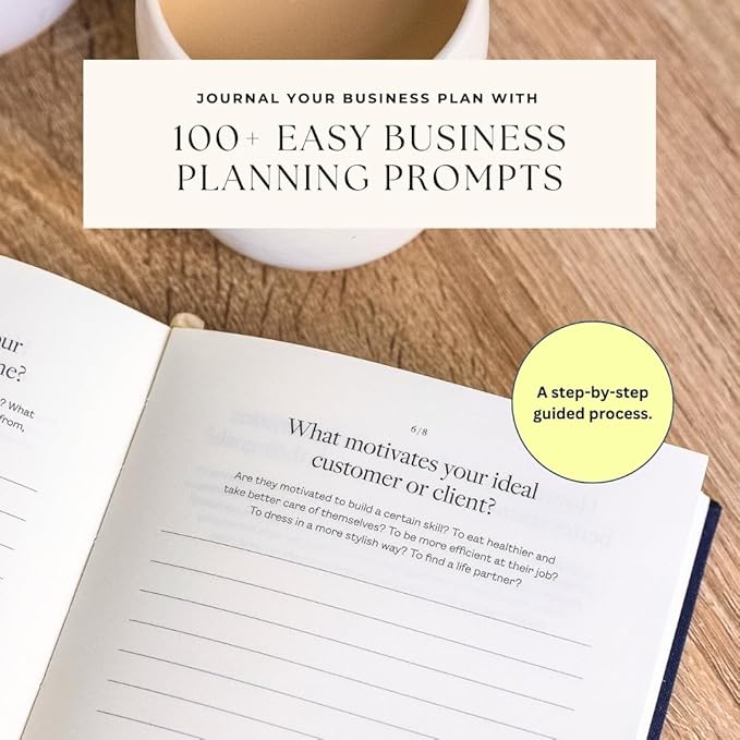 Start Your Business Today, The Guided Journal for Aspiring Entrepreneurs, Business Planner, Idea Notebook, Navy Blue, Hardcover, Undated, 220 pages, 5.75” x 8.75”