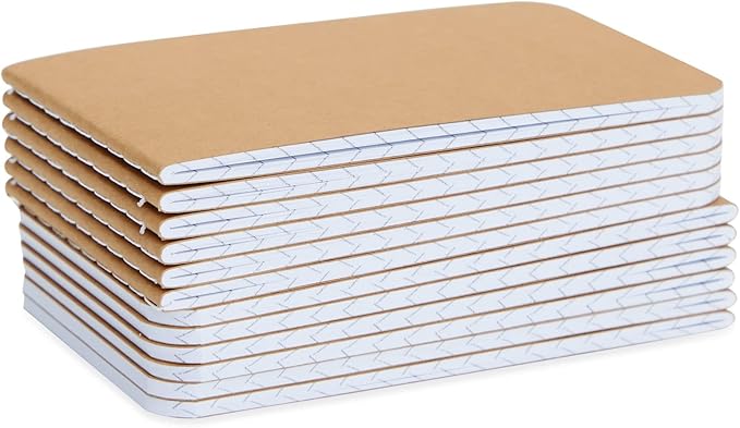 Paper Junkie Pocket Notebook - 12-Pack, 2.7 x 4.5 In, Brown Kraft Cover - Composition Book for School & Office - Travel Journal with Top-Sewn Flat-Lay Binding