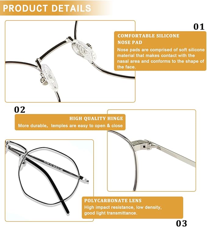 DUCO Small Round Blue Light Glasses For Women Men Blue Ray Blocking Glasses 8215