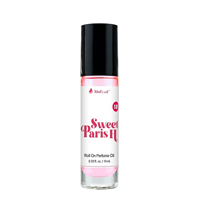 Well's Oil Roll-On Perfume Oil (Sweet Paris H) | Sweet & Fruity Notes | Long-Lasting | Paraben-Free | 0.33 Fl Oz / 10 ml