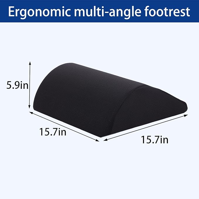 Foot Rest for Under Desk at Work Ergonomic Under Desk Footrest,Support Foot Pillow Double-Sided Footstool, for Office, Home & Gaming Leg Elevation Pillow Black