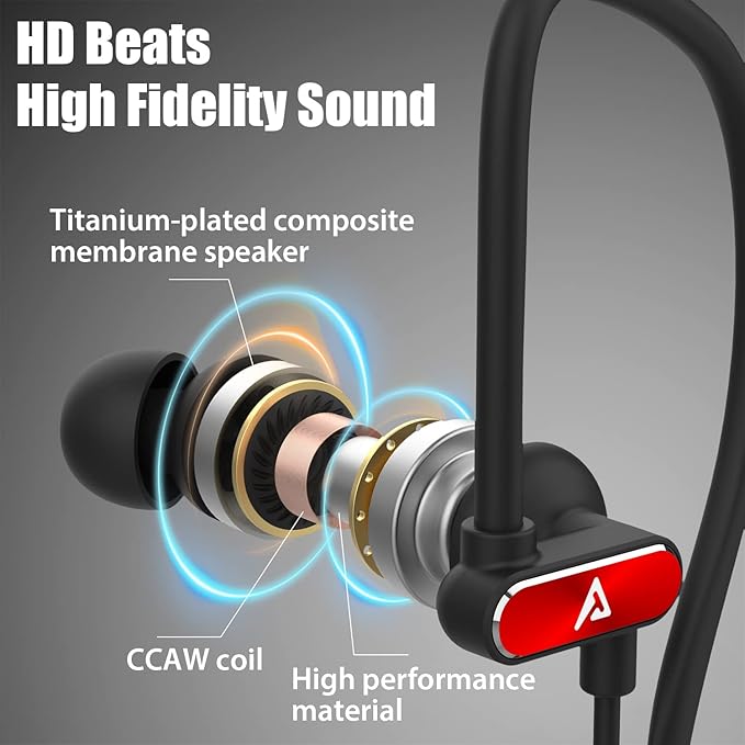 Lightning Earbuds with Ear-Hook Sports Earphones for iPhone 14/13/12/11 Pro Max/X/XS Max/XR - MFi Certified with Mic Red