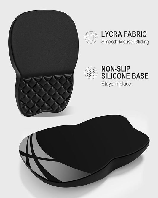 Auhoahsil Ergonomic Mouse Pad with Wrist Rest, Comfortable Slope Computer Mouse Mat with Wrist Support, Memory Foam Filling, Non-Slip Silicone Base, Pain Relief, for Gaming & Work, 8 x 12 in, Black