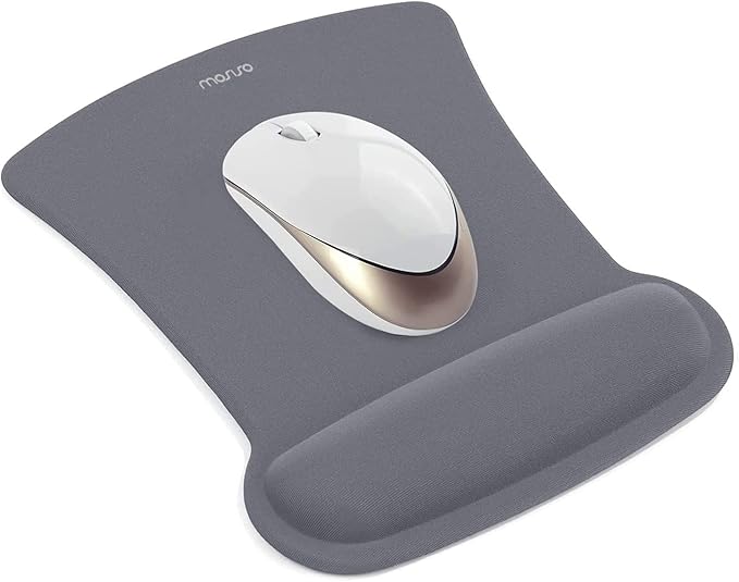 MOSISO Wrist Rest Support for Mouse Pad & Keyboard Set, Ergonomic Mousepad Non-Slip Base Home/Office Pain Relief & Easy Typing Cushion with Neoprene Cloth & Raised Memory Foam, Space Gray