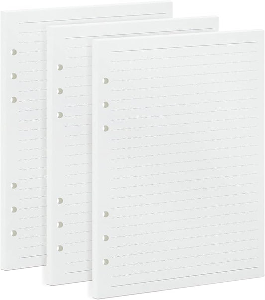 A5 Line Loose Leaf Refill Paper, 135 Sheets Planner Refills, 6-Ring Binder Refill, 100GSM College Ruled Insert Papers for Notebooks, School, Office, College Notes, Journals & Note-Taking
