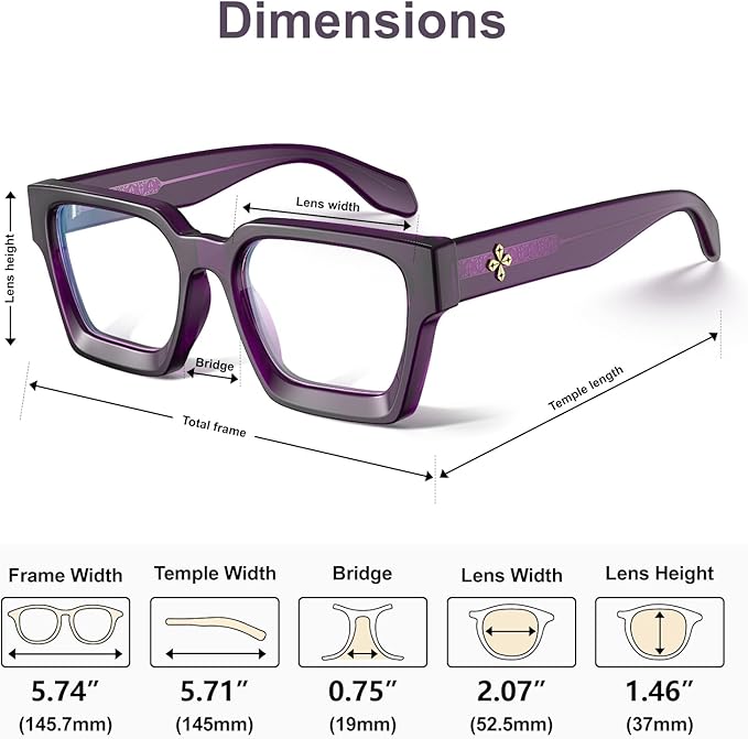 VISOONE Blue Light Blocking Glasses Rectangle Chic Preppy Look MultiColor Frame for Women Men RIVER