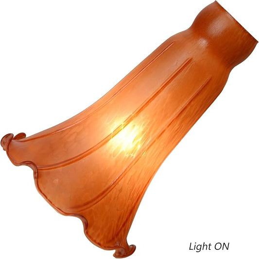 Bieye LS92 Lily Flower Blown Glass Lampshade (Orange, Opening I.D. 1.26" x O.D. 1.5")