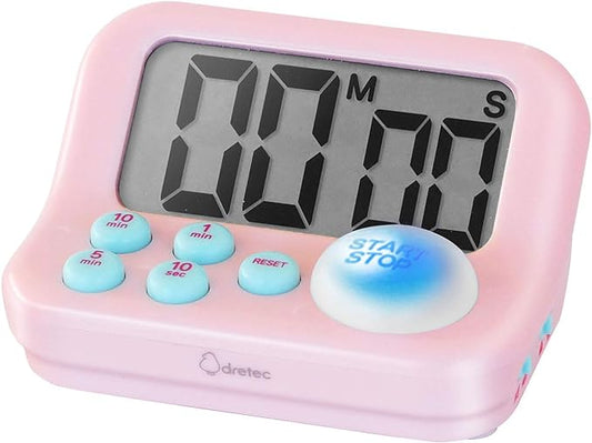 dretec pomodoro Timer, Productivity Timer, for Studying,exam, for Kids, Large Display, Large Button, Pink