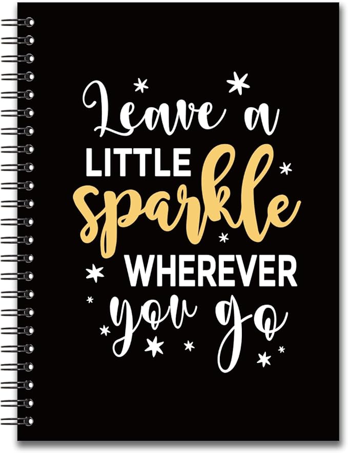 YAZMEEN Inspirational Blank Spiral Notebook(160 Pages) Leave A Little Sparkle Wherever You Go Hardcover Sketchbook Coworker Appreciation Gifts Funny Notebook Birthday Gifts for Colleague Best Friend