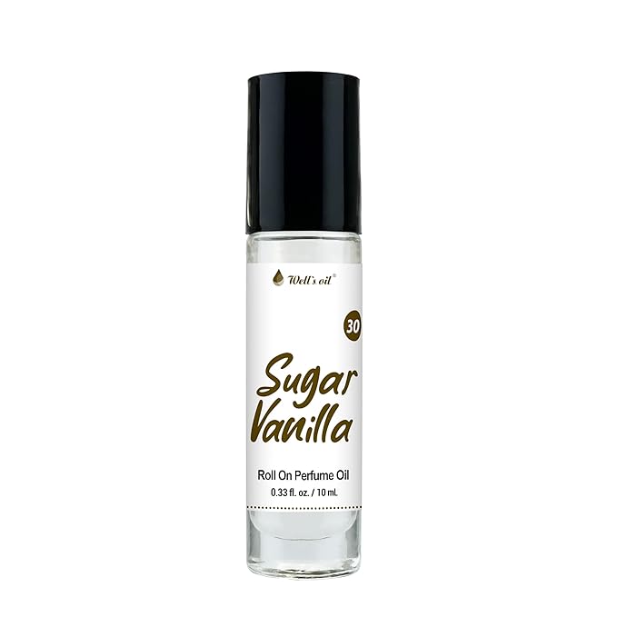 Well's Oil Roll-On Perfume Oil (Sugar Vanilla) | Warm & Vanilla Notes | Long-Lasting | Paraben-Free | 0.33 Fl Oz / 10 ml