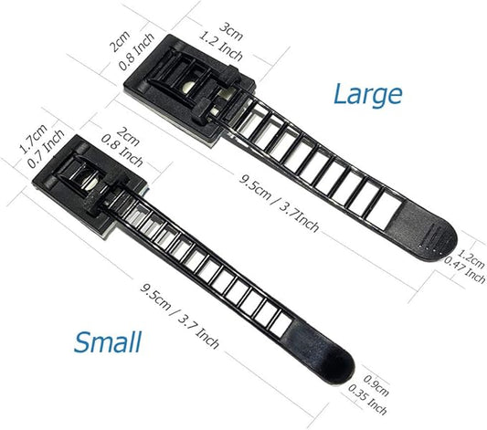50pcs 2 Sizes Adjustable Adhesive Cable Ties Cable Clips Wire Strap Cord Clamp for Cable Management at Home and Office + 100pcs Nylon Zip Ties