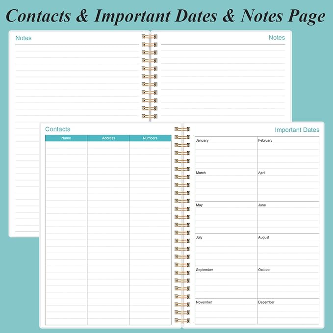 2025-2026 Planner - 18 Months Weekly & Monthly Planner from July 2025 - December 2026, Spiral Planner 2025-2026 with Elastic Closure, Inner Pocket, Medium 5.8" x 8.3", Teal Flower