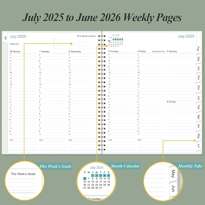 2025-2026 Appointment Book & Planner - 8.5" x 11" Daily Hourly Planner 2025 from July 2025 - June 2026, Weekly Appointment Book with 30-Minute Interval, Teal