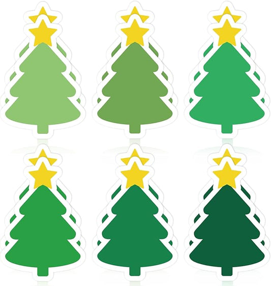 24 Packs Christmas Tree Sticky Notes Gradient Green Memo Pads 6 Colors 3 x 2 Inch Reminder Notepad for Xmas Winter Annotating Office Classroom, 480 Sheets