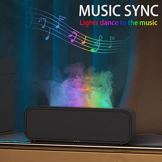 Dream Color Flame Diffuser Humidifier, Music Sync Ultra-Quiet Aroma Essential Oil Diffuser, 250ml Aromatherapy Mist Humidifier with Auto-Off, Timeable for Bedroom, Home, Office(Black)