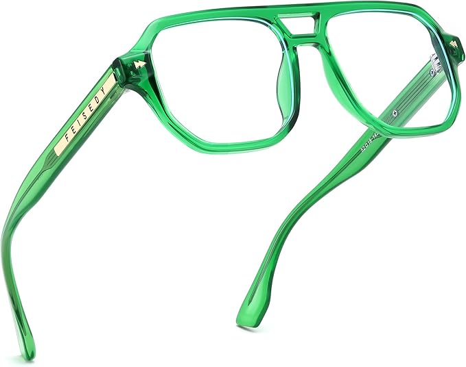 FEISEDY Aviator Blue Light Glasses for Men Women, Retro 70s Style Design Anti Glare Digital Eyestrain & Daily Wear B0284