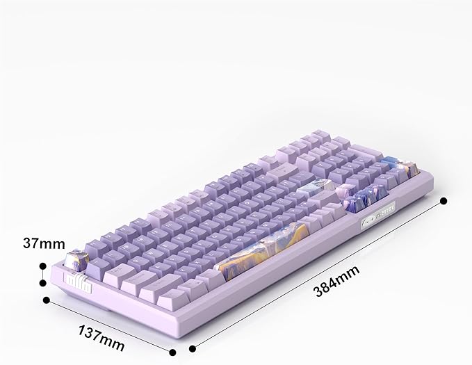 MageGee SKY98 Wireless Gasket Mechanical Gaming Keyboard, 96% Hot Swappable RGB Custom Creamy Keyboard with 5-Layer Sound Padding, BT/2.4G/USB-C, NKRO for Win/Mac (Lavender, Violet Switch)